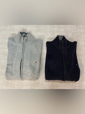 Tommy Hilfiger Men's Zip-Up Sweaters - Light Gray & Navy (Pair)